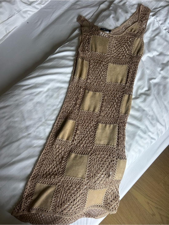 Dresses & Skirts - Vintage dress from Paris Beige Crochet Panel Tank Dress by